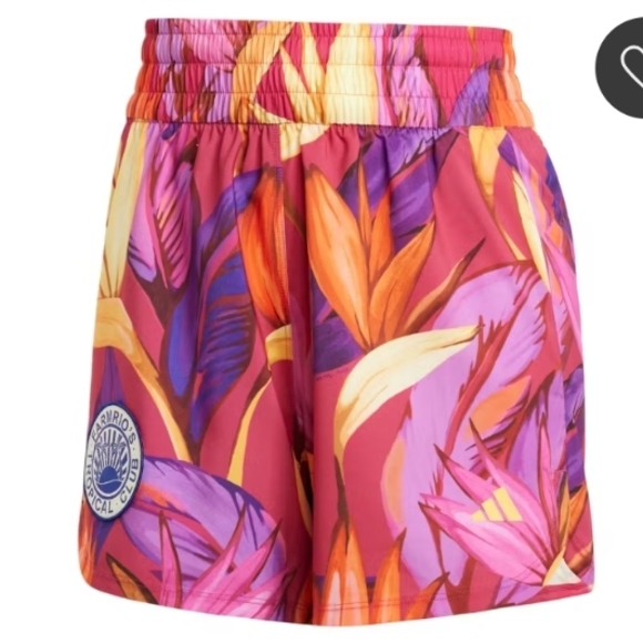 FARM RIO x ADIDAS Training Pacer Shorts Birds of Paradise Bold Pink Size Medium - Picture 3 of 16